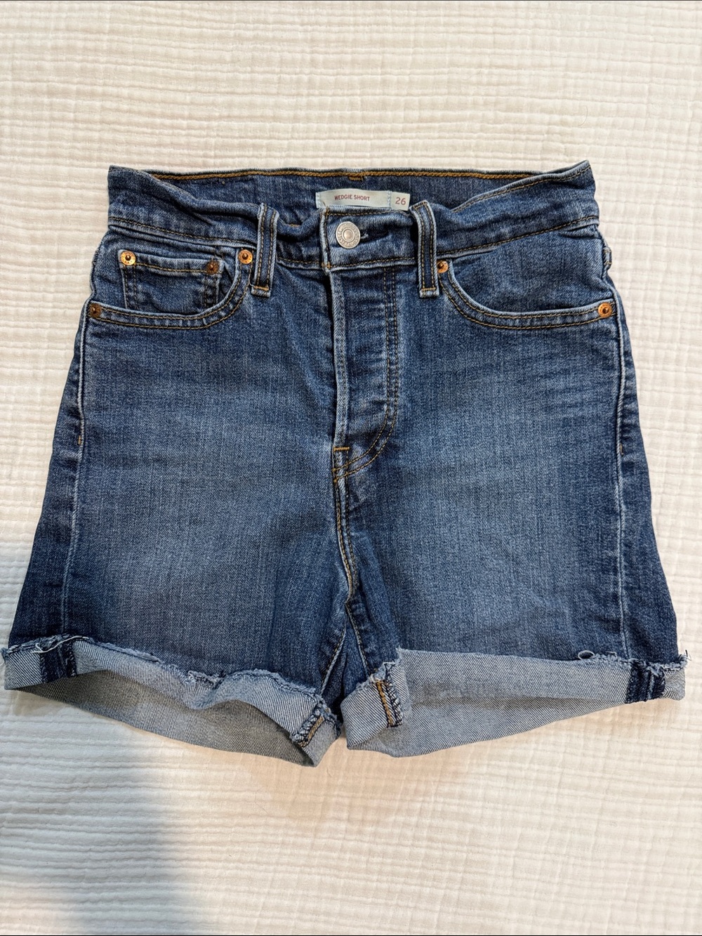 Levi's Dark Blue Cuffed Denim Shorts